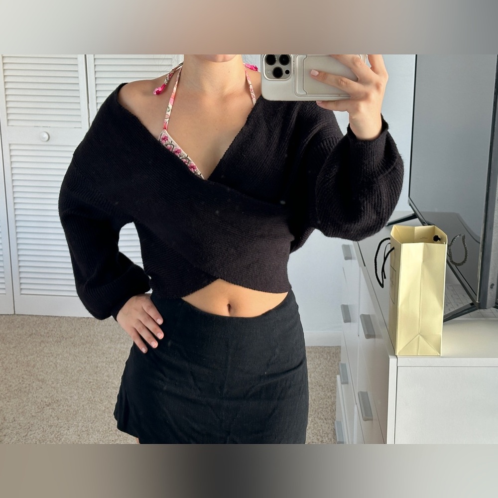 REVOLVE Black Knit ribbed Off-the-shoulder sweater